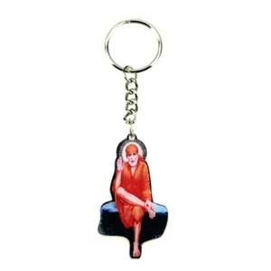 Sai Baba Keyring Keychain Shirdi Sitting Sai Baba Hindu God Car Bag Key Ring - Picture 1 of 1