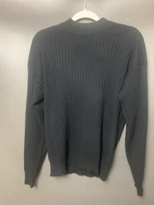 Verrazano 100% Cashmere Sweater Black Ribbed Mock Neck, Women's Large - Picture 1 of 8