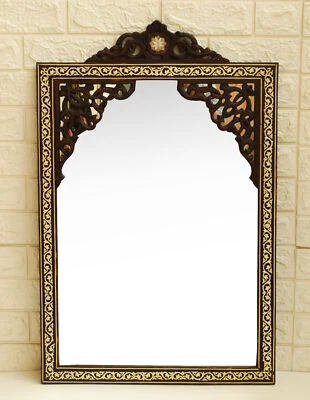 Vintage Morocco Wall Hanging Mirror Frame, 31 * 20" Moroccan Wood Mirror Frame - Photo 1/4