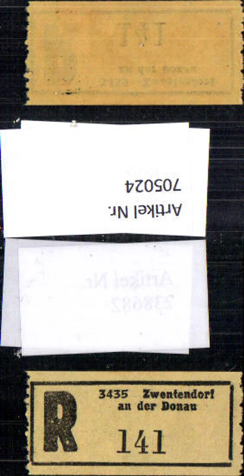705024 Einschreibezettel Rekozettel R-Zettel Zwentendorf an der Donau - Bild 1 von 1