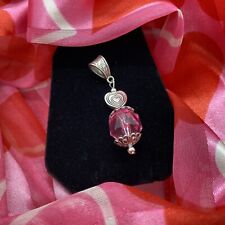 Valentine Heart PENDANT Vintage 14mm Pink Faceted Bead Handmade Avante Jewelry