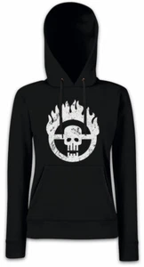 SKULL WHEEL Damen Hoodie Kapuzenpullover Scrotus Mad Main Force Max Symbol - Picture 1 of 1