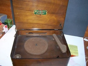 SYMPHONIC DELUXE PHONOGRAPH EARLY WOODEN CASE - Picture 1 of 12