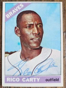 RICO CARTY VINTAGE SIGNED 1966 TOPPS #153 BRAVES CARD DEC - Picture 1 of 1