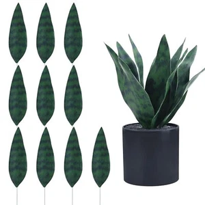 10pcs Fake Snake Plants Leaves Set 9inch Artificial Small Sansevieria Leaves ... - Picture 1 of 7