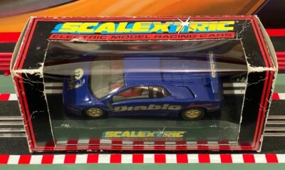 Scalextric C582 - Vintage Lamborghini Diablo Racing Blue - BOXED - image 1 of 4