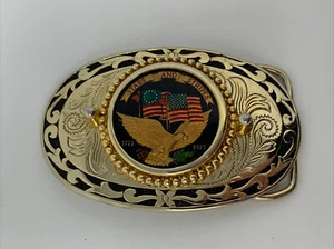 Vintage 1977 US Flag Bicentennial Stars and Stripes Belt Buckle 1970s Pre-Owned - Picture 1 of 7