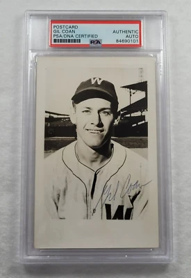 GIL COAN Signed Real Photo Postcard-WASHINGTON SENATORS-PSA Slabbed - Image 1 of 4
