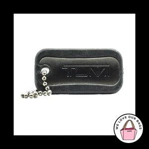 TUMI LUGGAGE Gunmetal Gray Metal Rubber Edge Key Fob Bag Charm Keychain Hang Tag - Picture 1 of 2