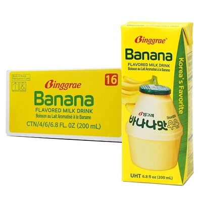 Paquete de 24 - Bebida de leche con sabor a plátano dulce coreano BINGGRAE - 6,8 FL OZ Foto 1 de 2