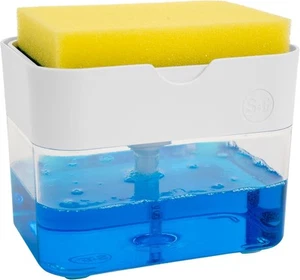 S&T INC. Dish Soap Dispenser and Sponge Holder for Kitchen Sink Matte White - Picture 1 of 6