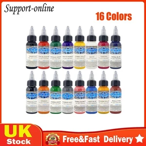 Ink Bottles Tattoo 1oz Color Genuine 30ml US Inks Makeup 16 Permanent Fusion Set - Picture 1 of 13