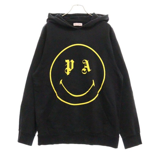 Palm Angels Smiley Felpa con Cappuccio Stampa Pullover Anteriore PMBB003S18348020 Nero Usato