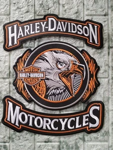 HARLEY DAVIDSON EAGLE SKULL + ROCKER PATCHES ZUM AUFNÄHEN JACKE KOSTENLOSER VERSAND - Bild 1 von 8