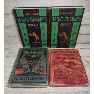 Lot of 4 Vintage Child Reader Textbooks Elson-Gray Child-Story Children's Own HC - Bild 1 von 10
