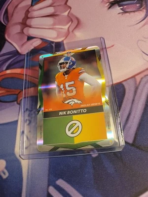 2025 UNO Elite ALT Jerseys Green Yellow Foil Dual Color Nik Bonitto #014 BRONCOS - Image 1 of 2