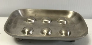 Vintage Brushed Stainless Steel SOAP DISH Countertop Mid Century 5" by 4" India - Picture 1 of 3