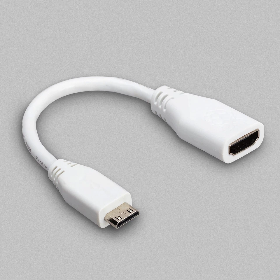 offizielles Raspberry Pi Zero Mini HDMI Adapterkabel, C-Stecker- A-Buchse, 10cm - Bild 1 von 1