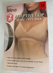 Felina Damen 2er Pack Adaptive Cup BH ohne Bügel, schwarz/beige, Größe M - Bild 1 von 3