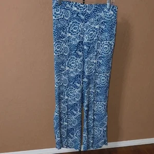 Pantalones de pierna ancha Maeve Anthropologie azul y blanco talla mediana - Imagen 1 de 7