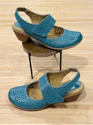 Softspots Women’s 8 M Mary Jane Sling Back Safia Shoes Teal Cutout Sandals - Image 1 of 4