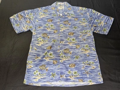 Camira Moda Shirt Mens Medium Seashell Palm Tree Hawaiian Beach Print - Image 1 of 4