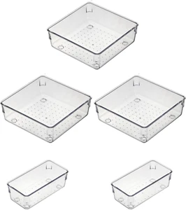 5 PCS Clear Drawer Organizer Storage Bins, 5 Piece Set, Organizers and Storage B - Picture 1 of 12