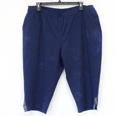 Pantalones capri Catherines Plus Suprema algodón azul marino cintura elástica 4X Foto 1 de 4