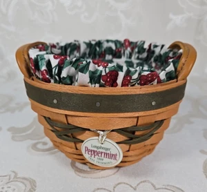 1999 Longaberger Pfefferminzbaum Trimmkorb mit Griff mit Einlage & Schutz - Bild 1 von 9