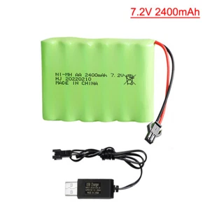 7.2V 2400mAh Ni-MH Battery SM-2Pin Plug for RC Truck Cars Boat With USB charger - Picture 1 of 11