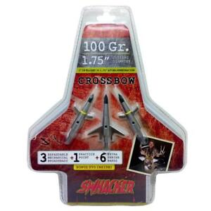 Swhacker Crossbow 100 Grain 1.75" Stainless Steel Expandable Broadheads 3-Pack