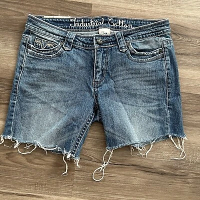 Pantalones Cortos Denim Industriales Mujer Bordados Bolsillos Talla 11 Algodón Azul Verano Foto 1 de 4