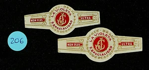 206AzC-MEXICO 2 Vitolas Antiguas-Cigars Bands-Marca LA VIOLETA, ESPECIALIDAD NON - Bild 1 von 2