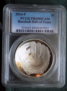 2014-P Hall of Fame Baseball Commemorative Silver Dollar PR69DCAM PCGS - Picture 1 of 2