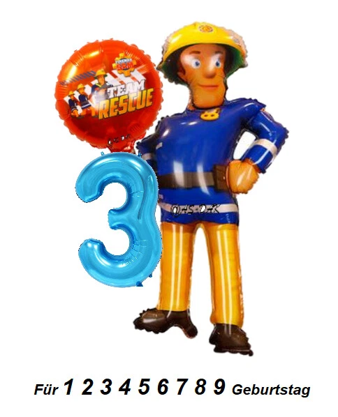 Feuerwehrmann Sam Folienballon Fireman Sam Zum 1-6 Junge Kinder Geburtstag Party - Bild 1 von 1