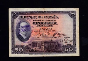 Spain 50 Pesetas Alfonso XIII 1927 (1931) * P-80 * VF * - Bild 1 von 2