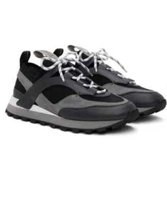 New Authentic Salvatore Ferragamo Indy Women's Fashion Sneakers Black Gray 11 M - Picture 1 of 5