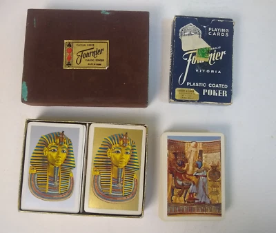 Juego de cajas de tela recubiertas de plástico con temática egipcia Fournier vintage Foto 1 de 4