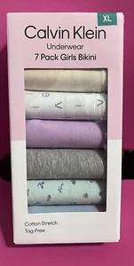 Calvin Klein Girls’ Bikini Underwear Cotton Stretch Tag-Free, 7-pack SizeXL - Picture 1 of 3