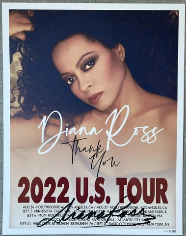 Diana Ross Signed In Person 15.25x19.5 2022 U.S. Tour Concert Poster - Authentic Cover