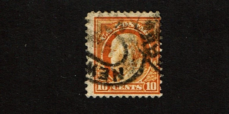 1912 14 U.S.Reg Issue 10c Org Yel Franklin p.12 S.L.Wkm Sc#416 Used - Image 1 of 1