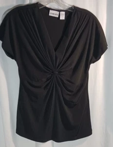 Chico V-Neck Woman's Blouse Size 0 Black (small) - Picture 1 of 5