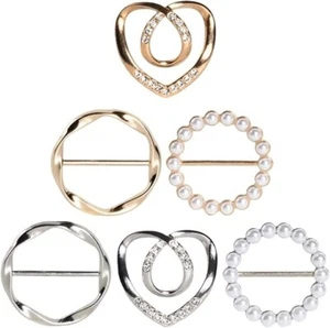 6PCS Cute Scarf Ring and Slides for Scarves, Premium T-Shirt Clips for Women Clo - Picture 1 of 6