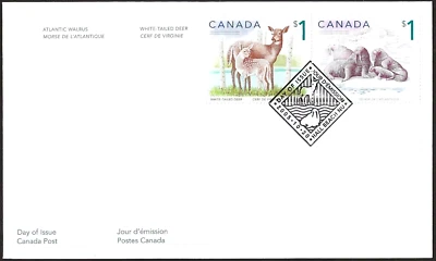 🍁Canada   #1688/1689     "Deer & Walrus"    Brand New  2005  First Day Cover - Image 1 of 2