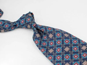 Vintage Christian Dior Monsieur Seidenkrawatte Blau Geometrisch Herren Luxus Krawatte USA - Bild 1 von 5