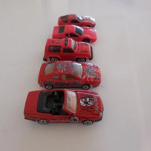 5 red miniature cars Mercedes 500 SL FIAT COUPE MAJORETTE - Picture 1 of 12