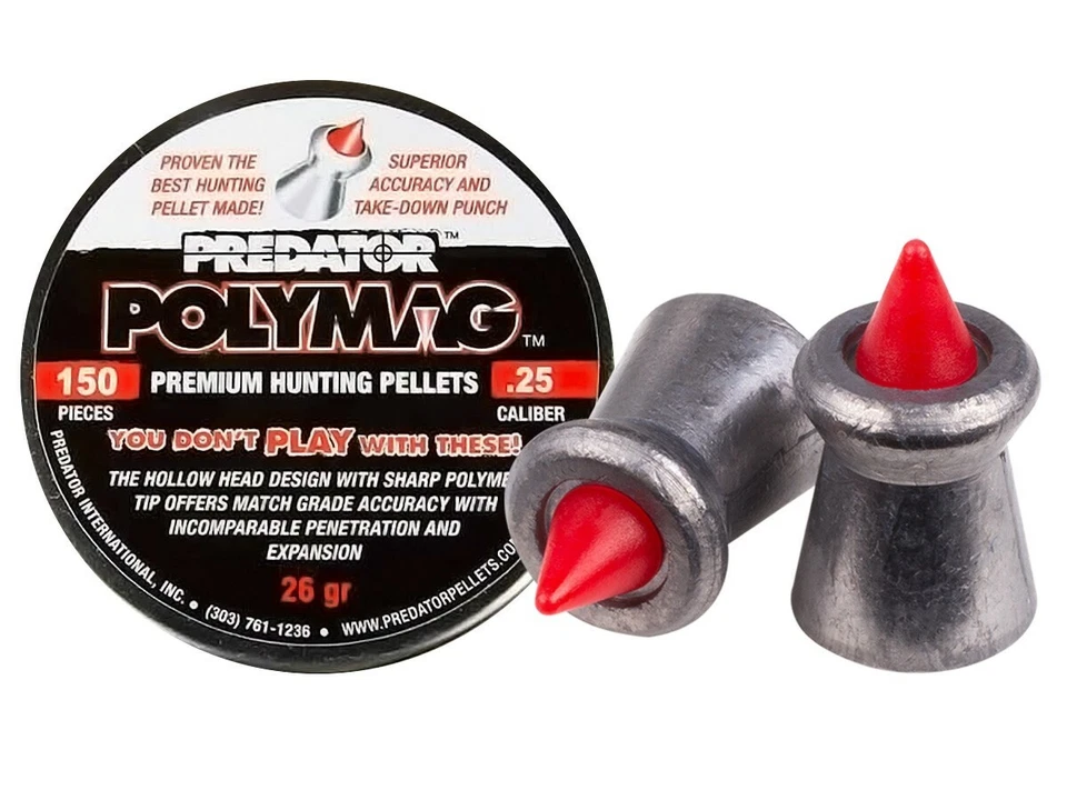 JSB Predator Polymag .25 Cal 26 Grains Pointed 450 Count (3 Tins 150)