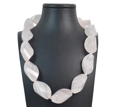 Collana in Quarzo Rosa con Intercalari,chiusura Argento925,Zirconi.Made in Italy - Immagine 1 di 4