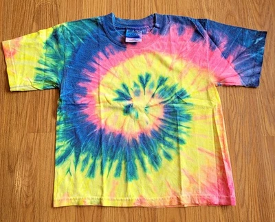 Camiseta hippie vintage Gildan Tye Dye para niños cuello redondo 100 % algodón talla S 6/8 Foto 1 de 4