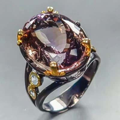 Joyería Vintage 25ct Anillo Ametrino Natural Plata de Ley 925 Talla 7.5/R445174 Foto 1 de 4